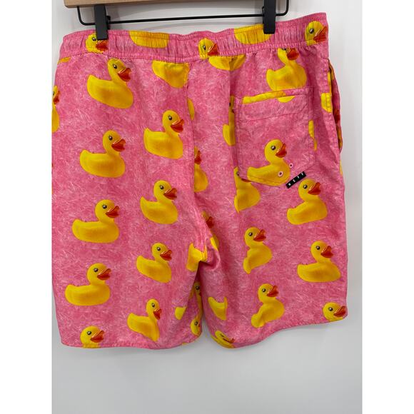 Neff Men’s Pink Ducky Life Graphic Swim Trunks Shorts  Men’s Size Large EUC - Picture 4 of 9